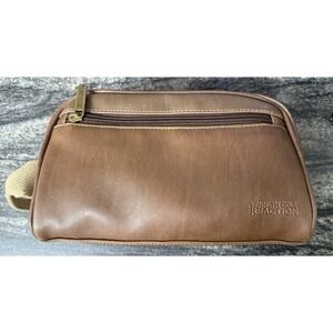 Kenneth Cole Reaction Mens Brown Faux Leather Travel Toiletry Bag Zipper Pouch